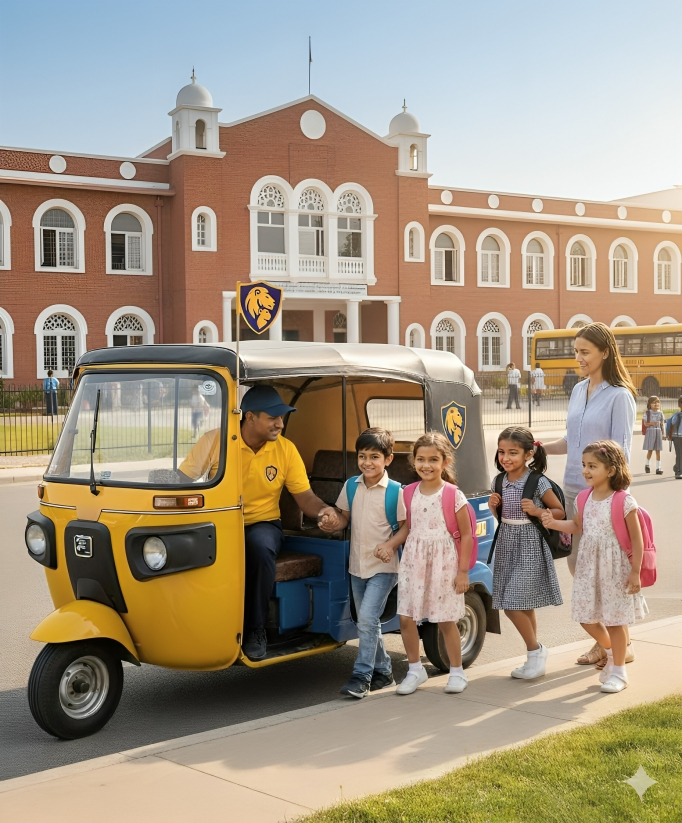 Children boarding safe school bus